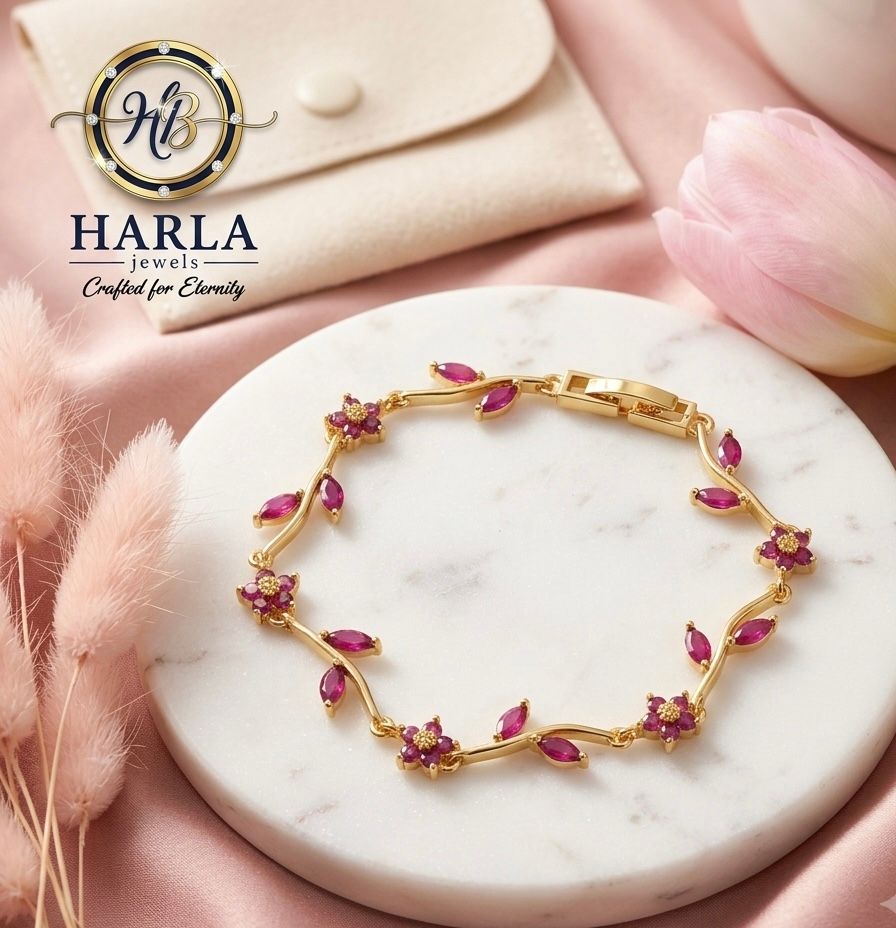 Ruby Blossom Floral Bracelet