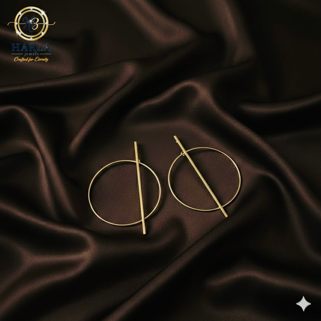 Circle bar gold hoop earring