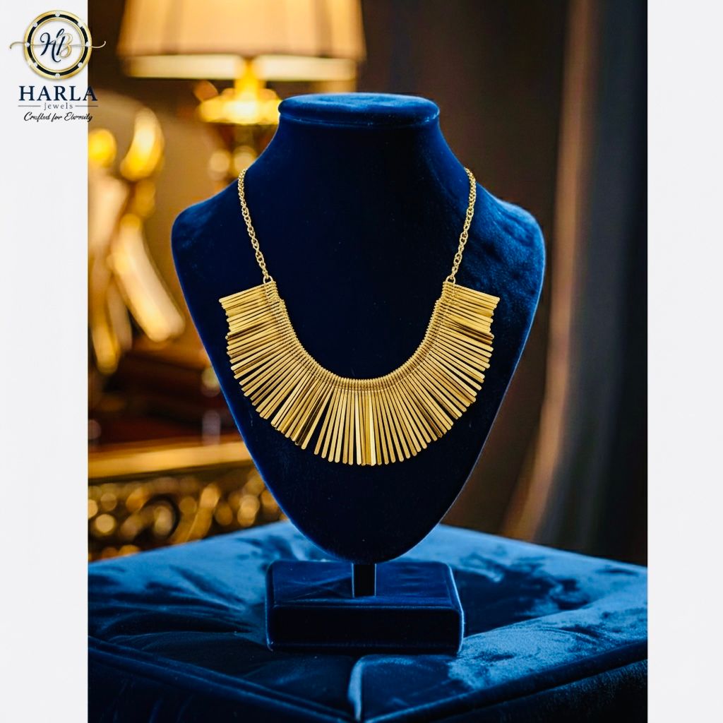 Golden Fringe Statement Necklace