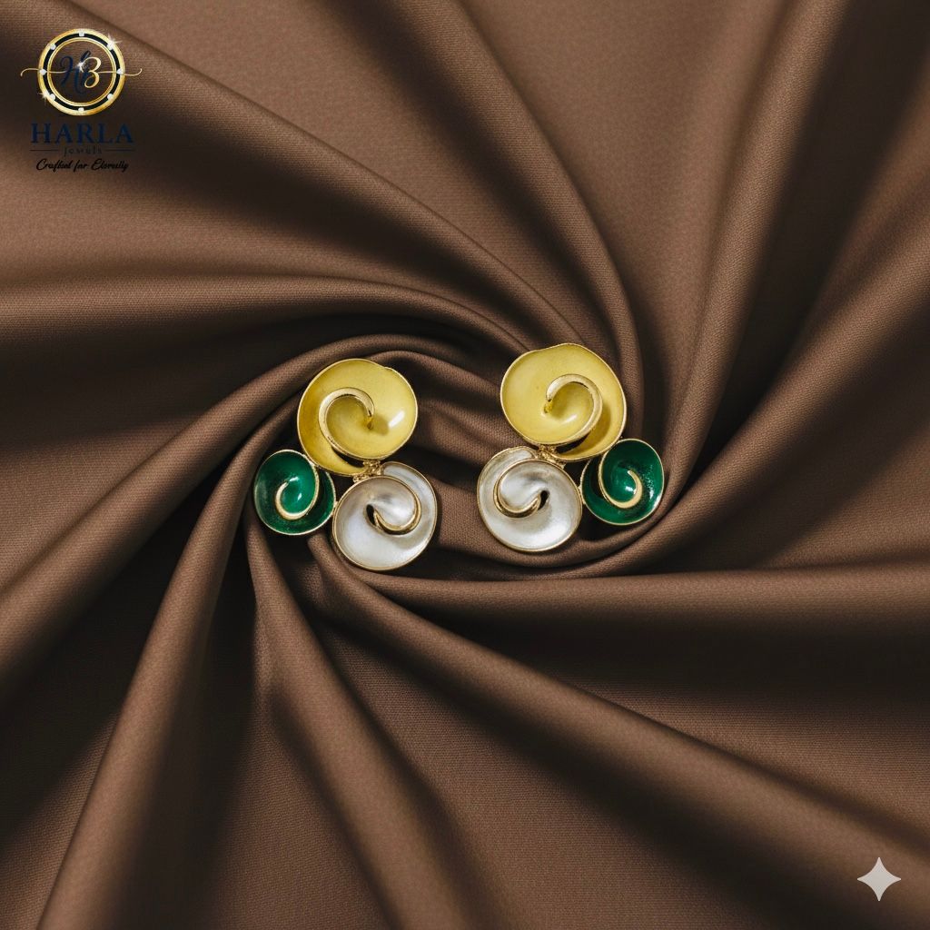 Swirl Trio Earring (Green)