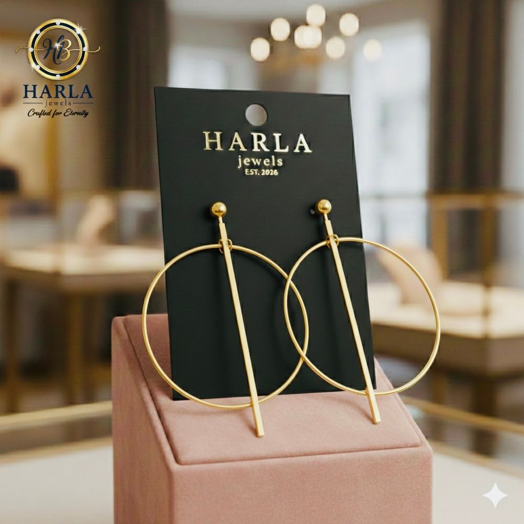 Circle bar gold hoop earring