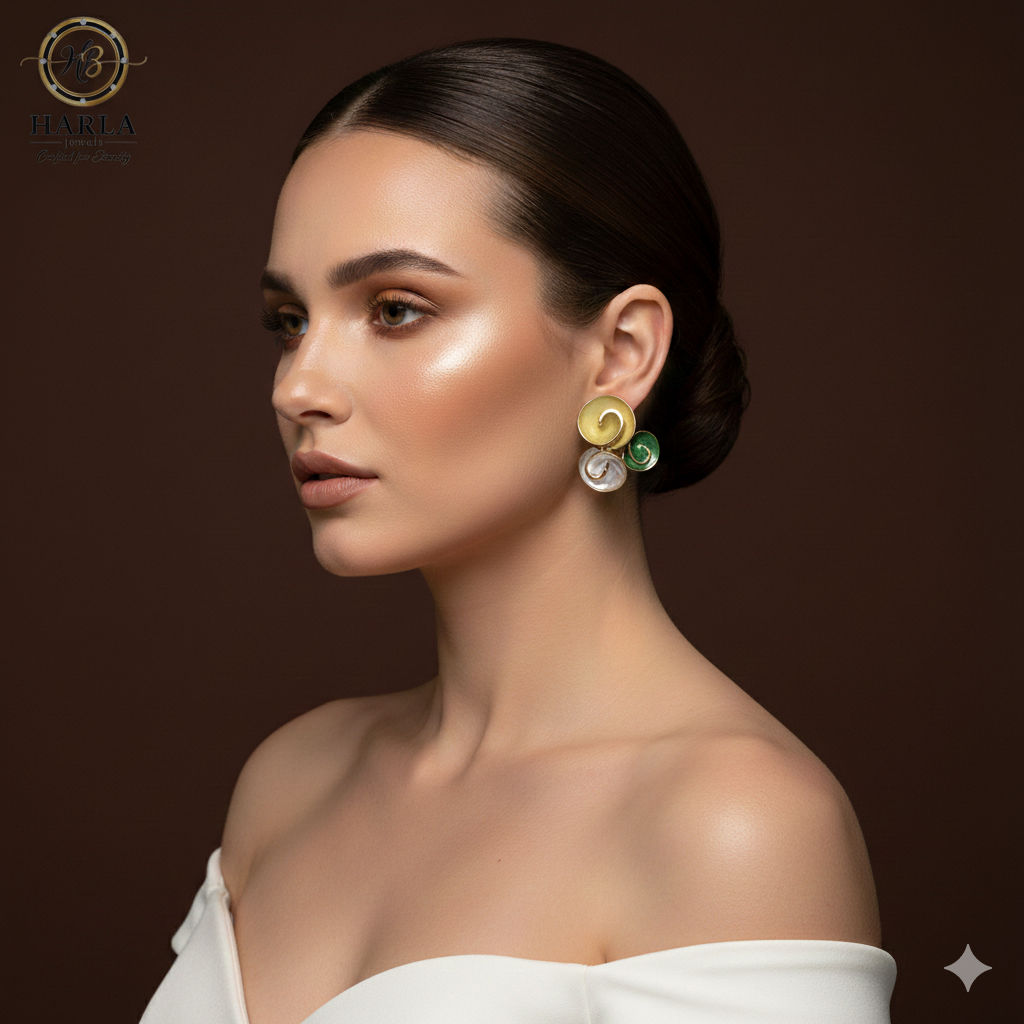 Swirl Trio Earring (Green)