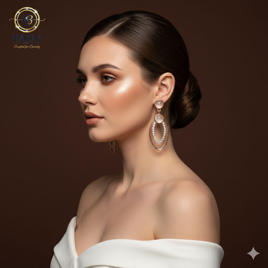 Oval Pearl Drop Earring