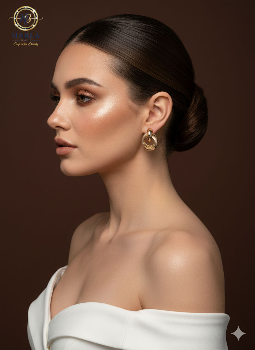 Interlock gold hoop earring