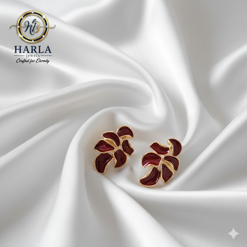 Maroon Petal Earring