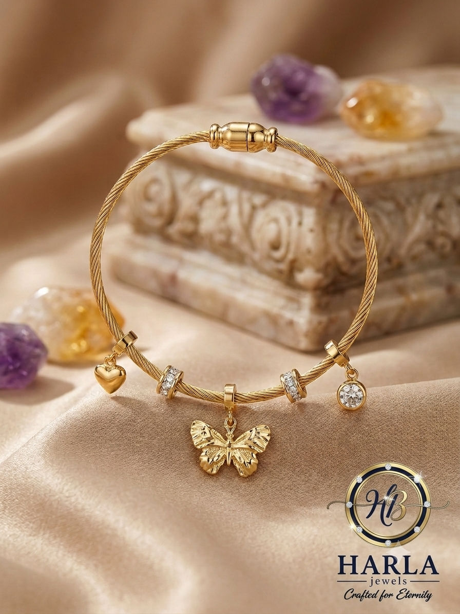 The Whispering Butterfly Charm Bangle