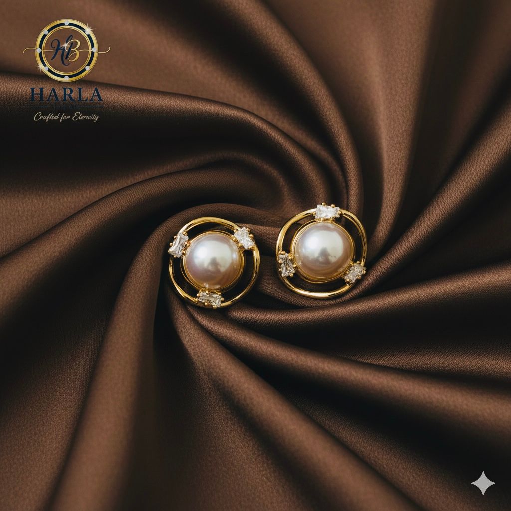 Pearl & Zirconia Oval studs