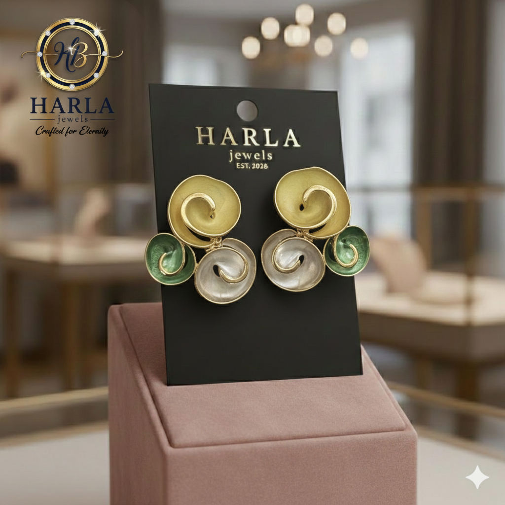 Swirl Trio Earring (Green)