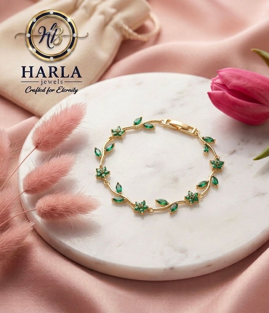 Emerald Blossom Floral Bracelet