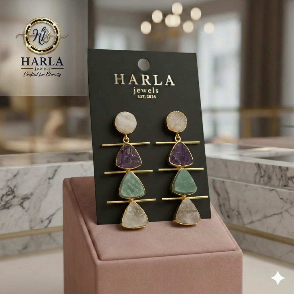 Tri-Stone Cascade Earring