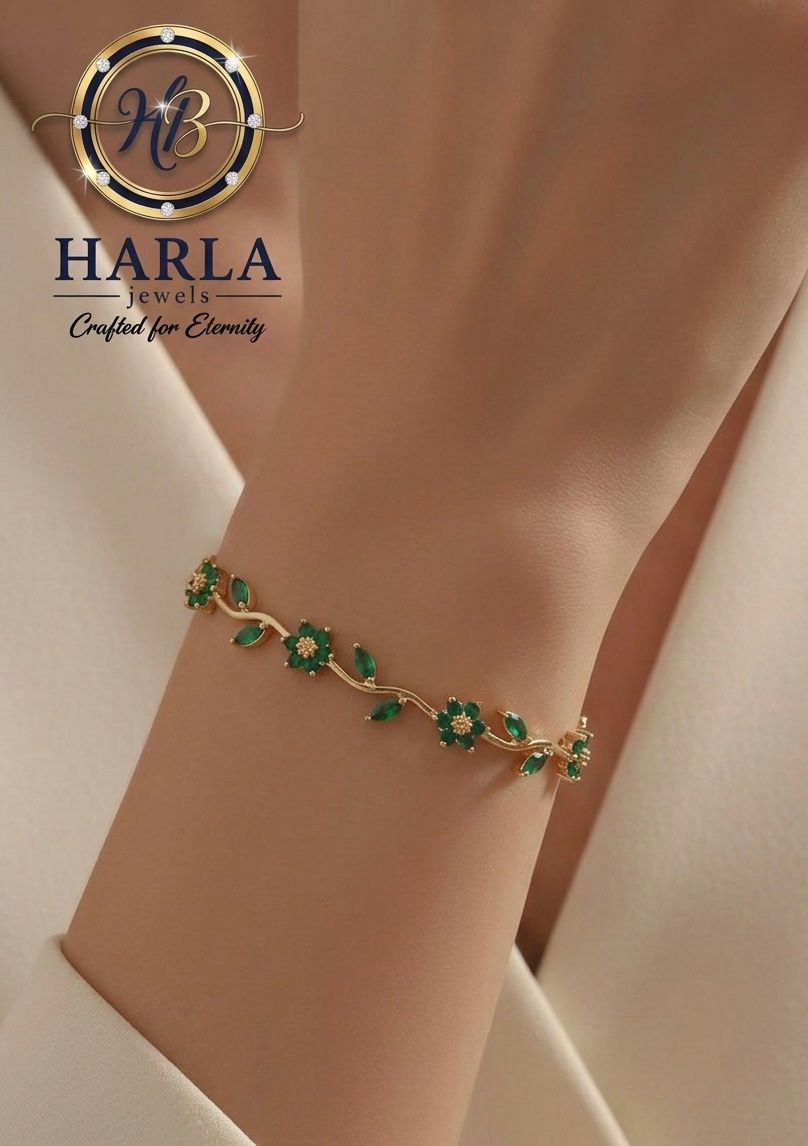 Emerald Blossom Floral Bracelet
