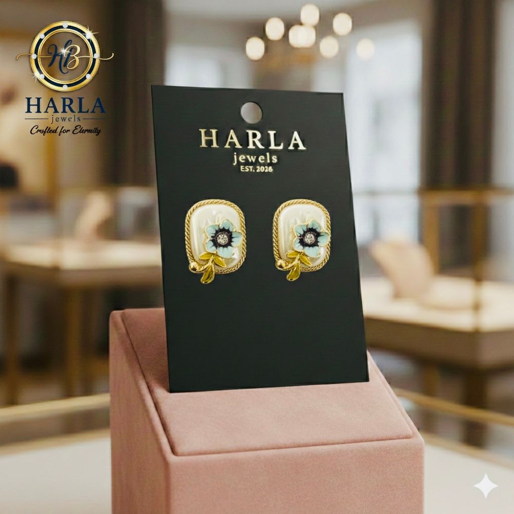 White Enamel Pearl earring