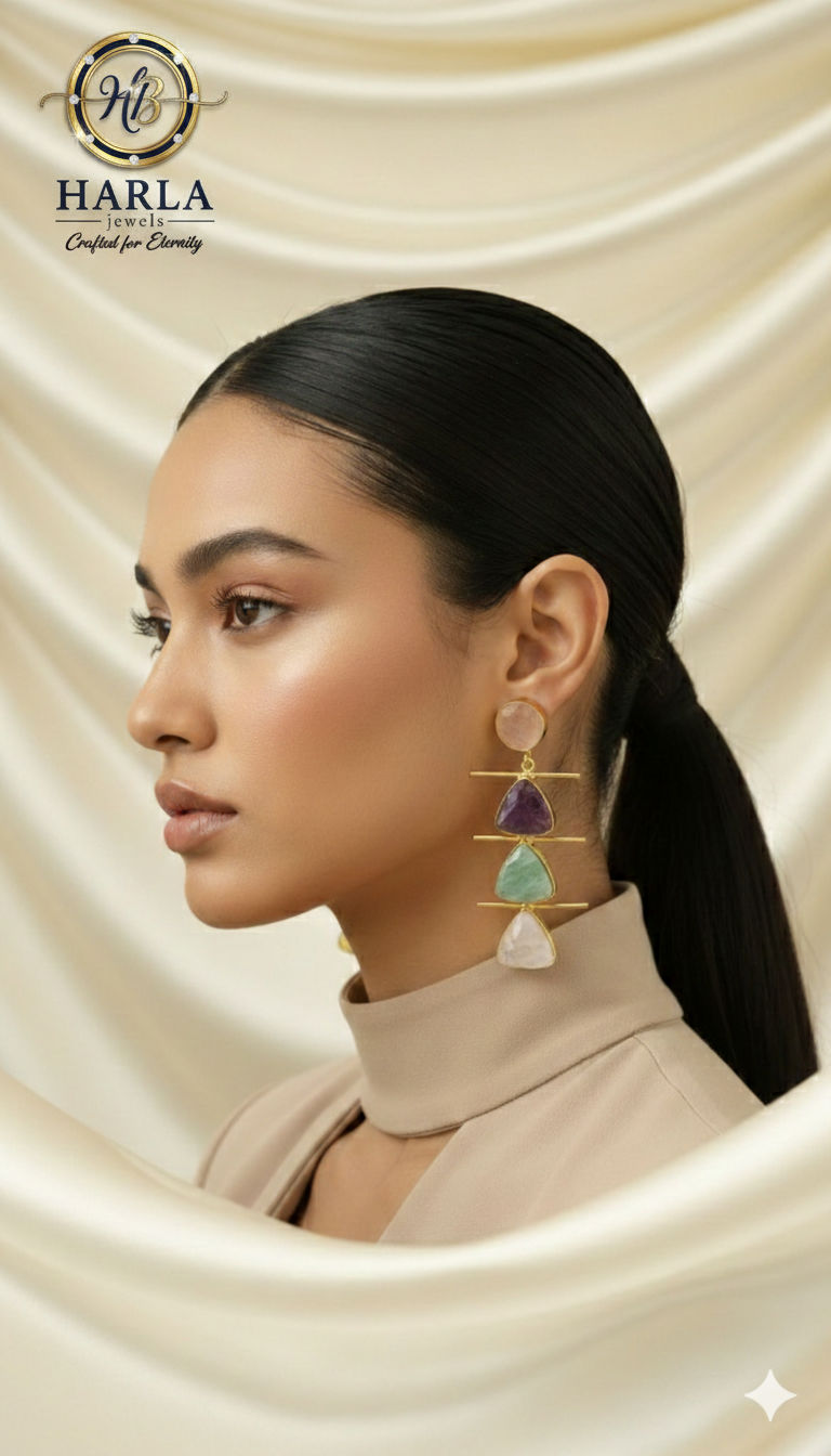 Tri-Stone Cascade Earring