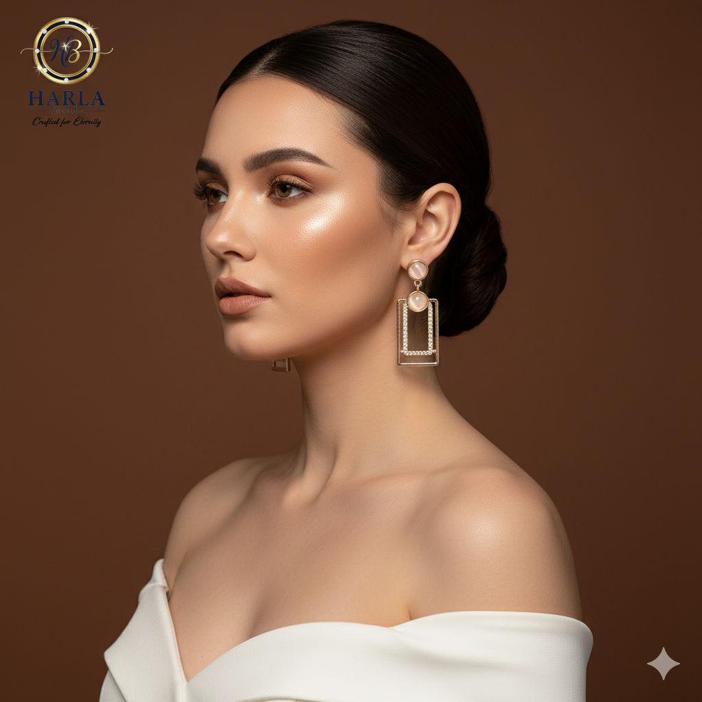 Geometric Luxe Pearl Earring