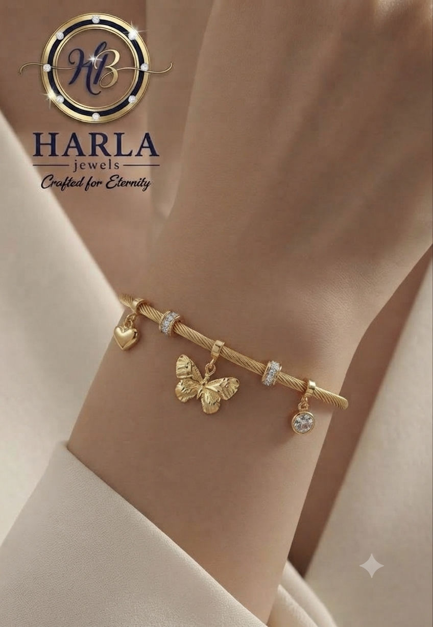 The Whispering Butterfly Charm Bangle