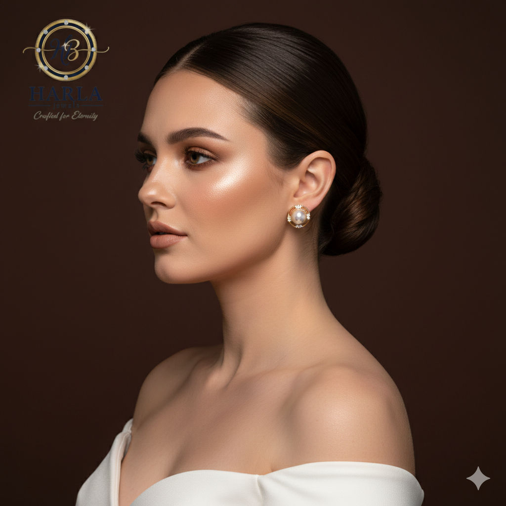 Pearl & Zirconia Oval studs