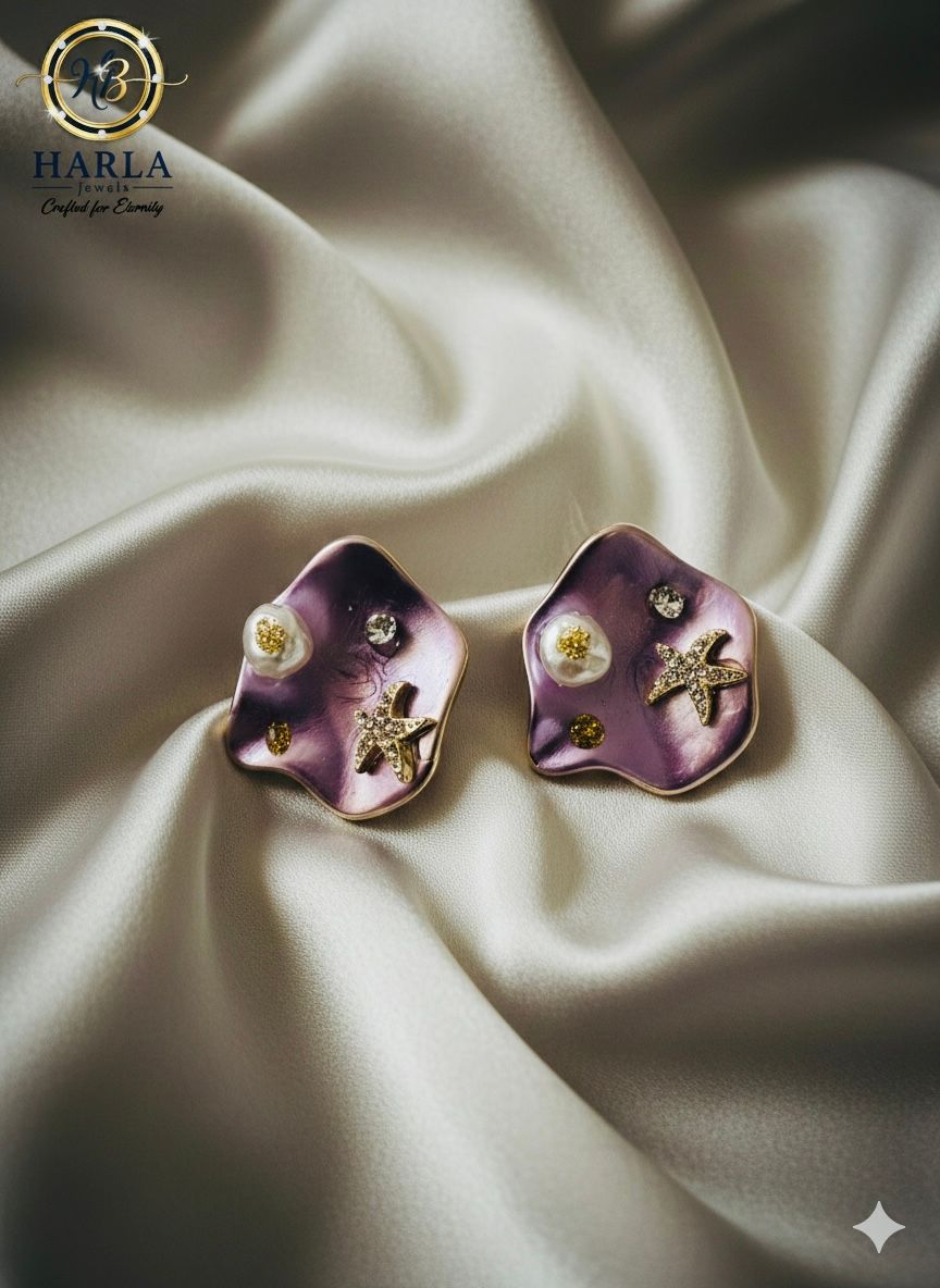 Starlight Pearl Studs (Purple)