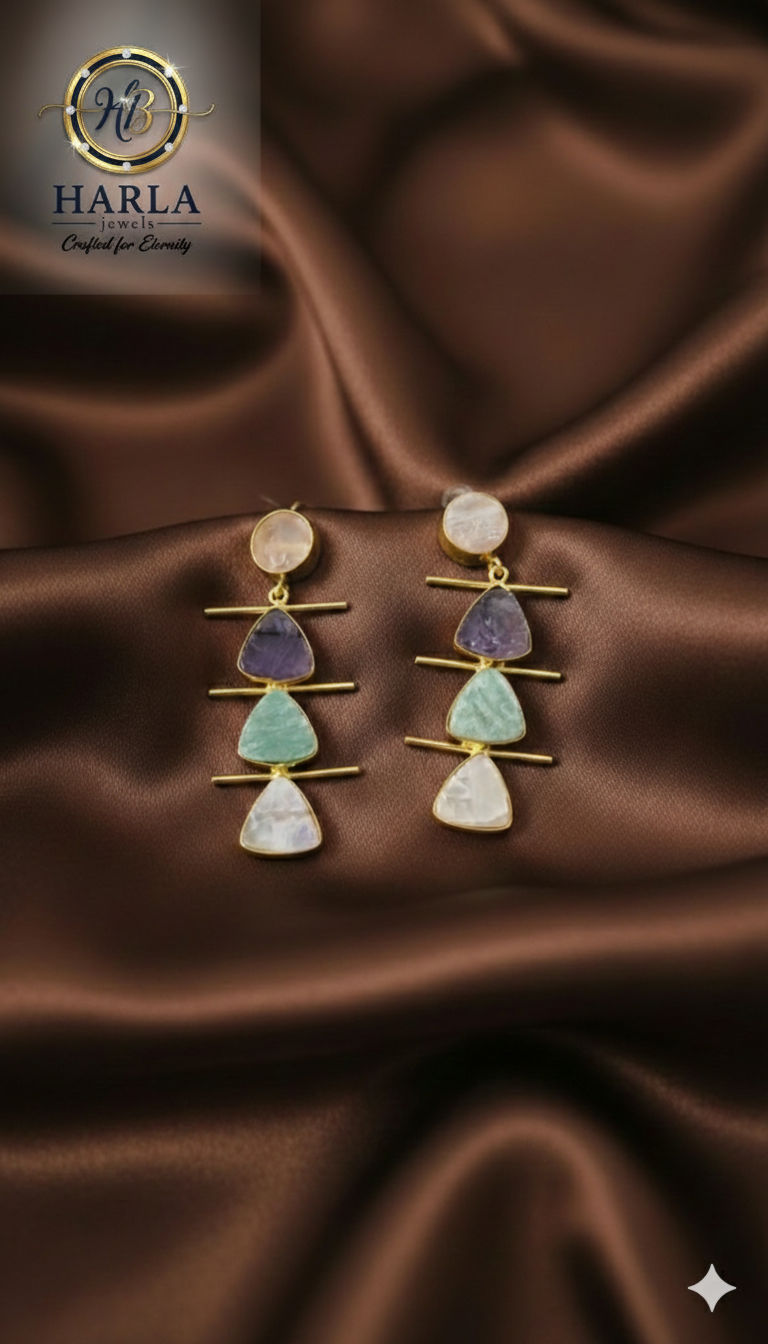 Tri-Stone Cascade Earring