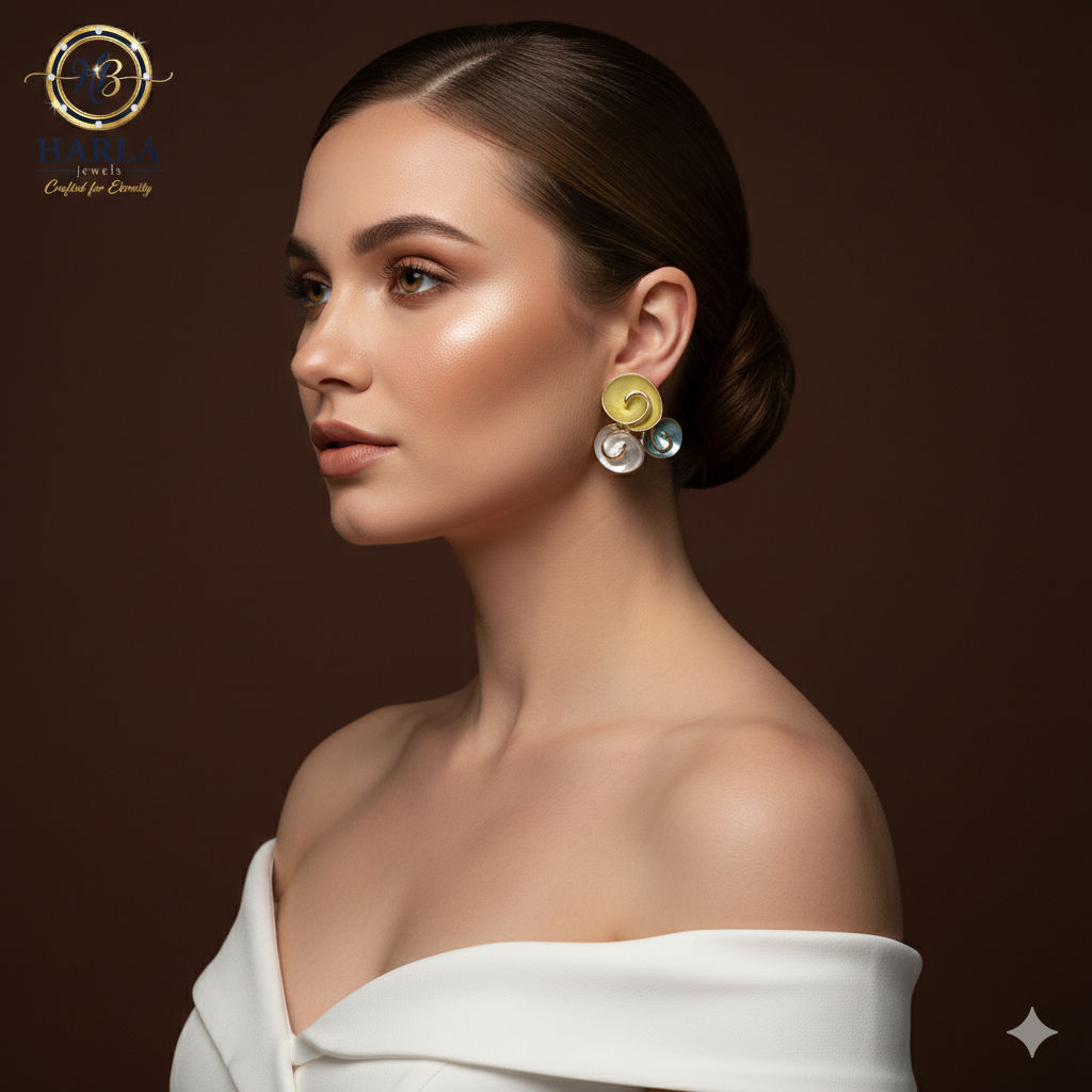 Swirl Trio Earring(Blue)