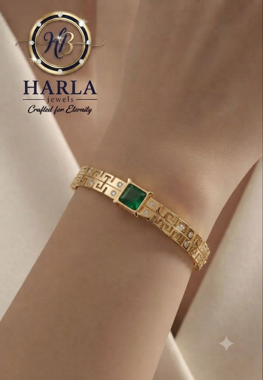 The Regal Meander Emerald Bangle