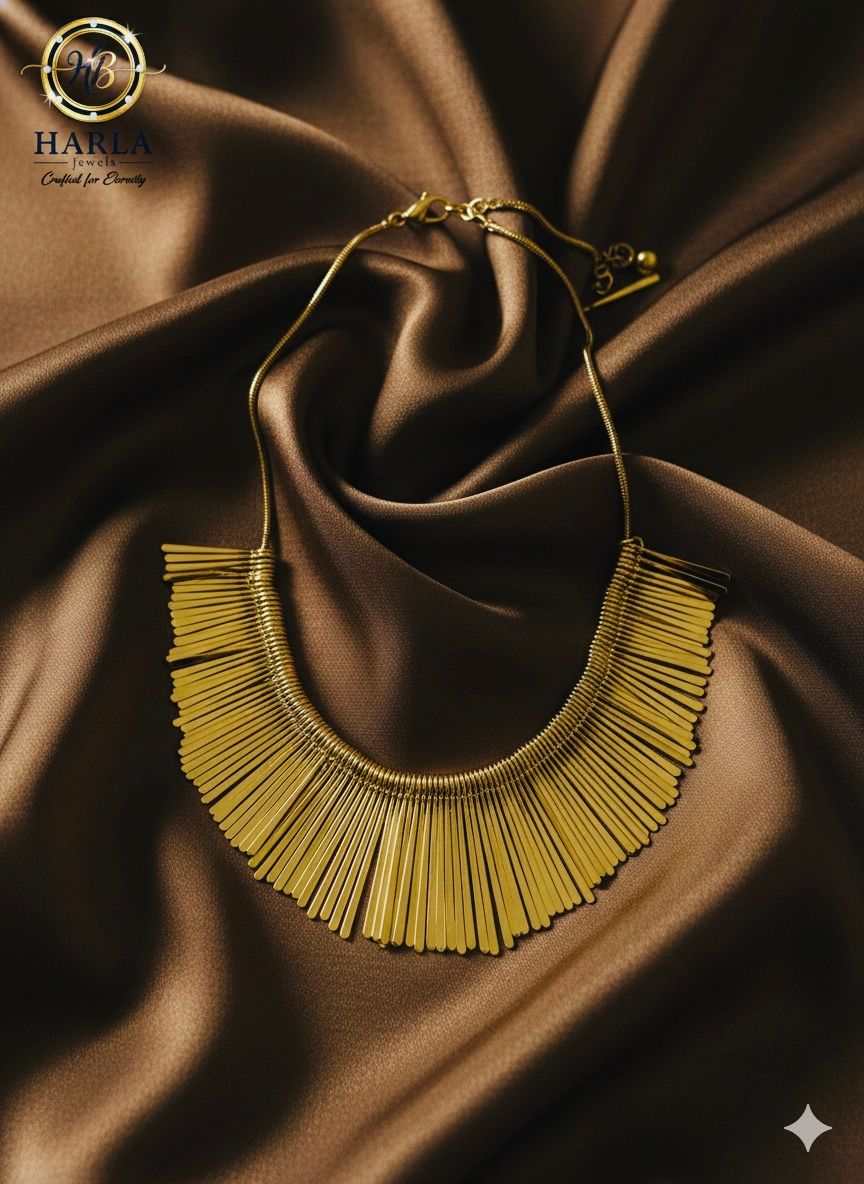 Golden Fringe Statement Necklace