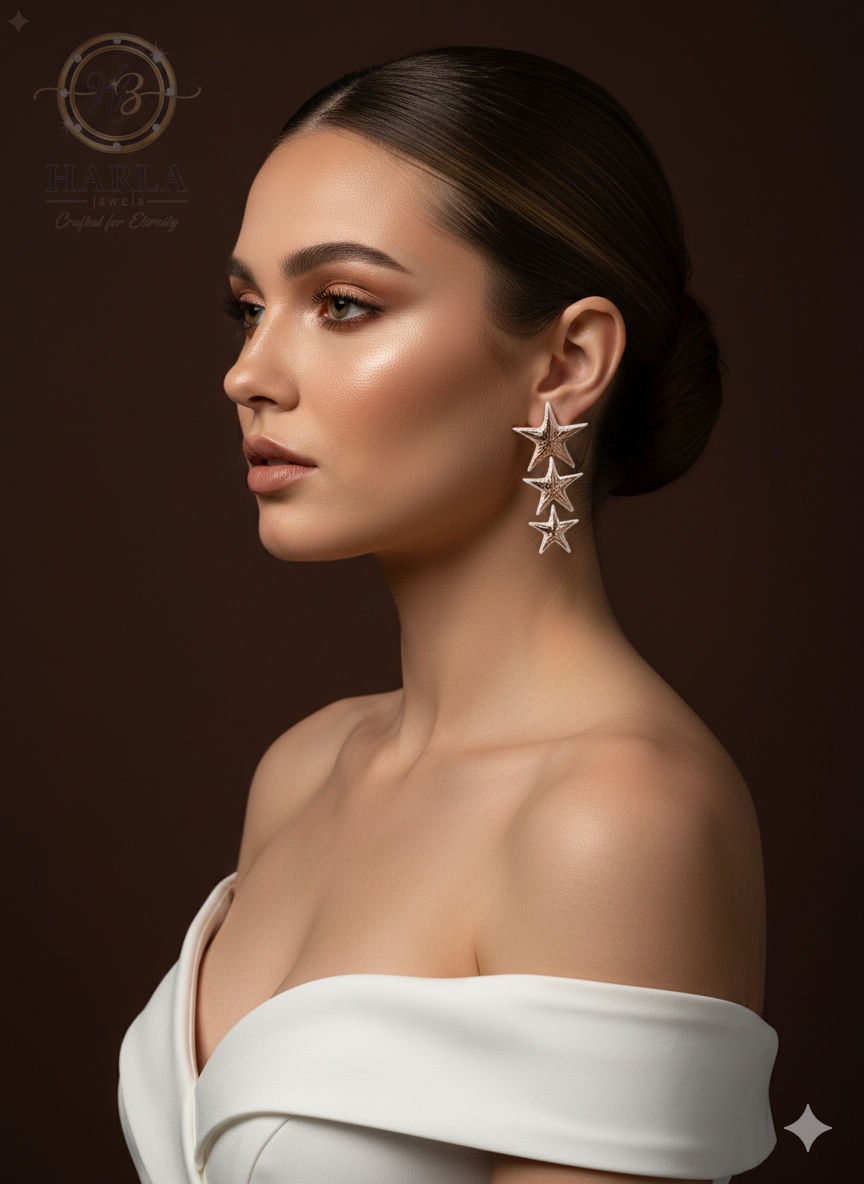 Starlight Cascade Earring (Golden White)