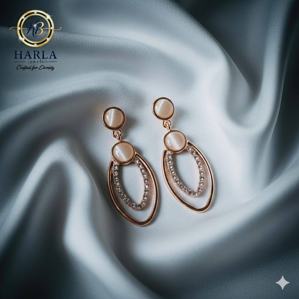 Oval Pearl Drop Earring