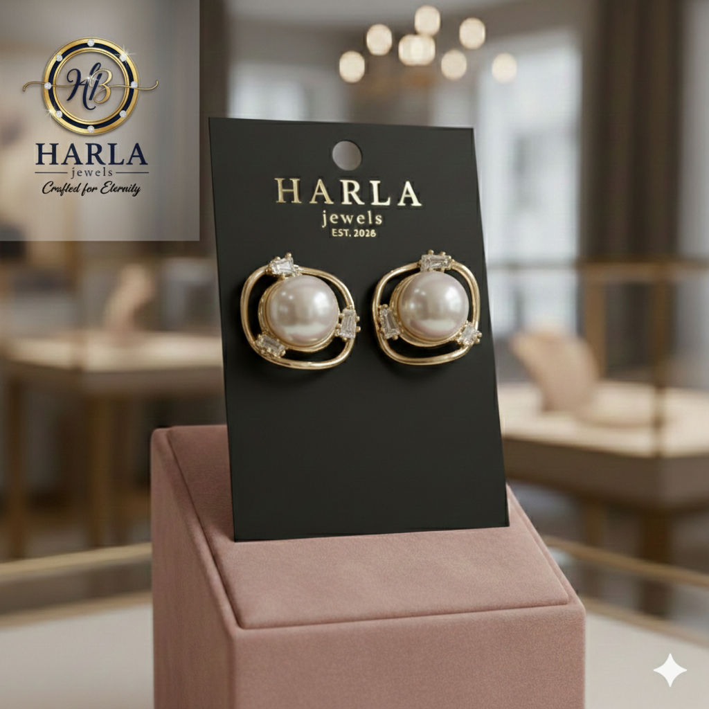 Pearl & Zirconia Oval studs