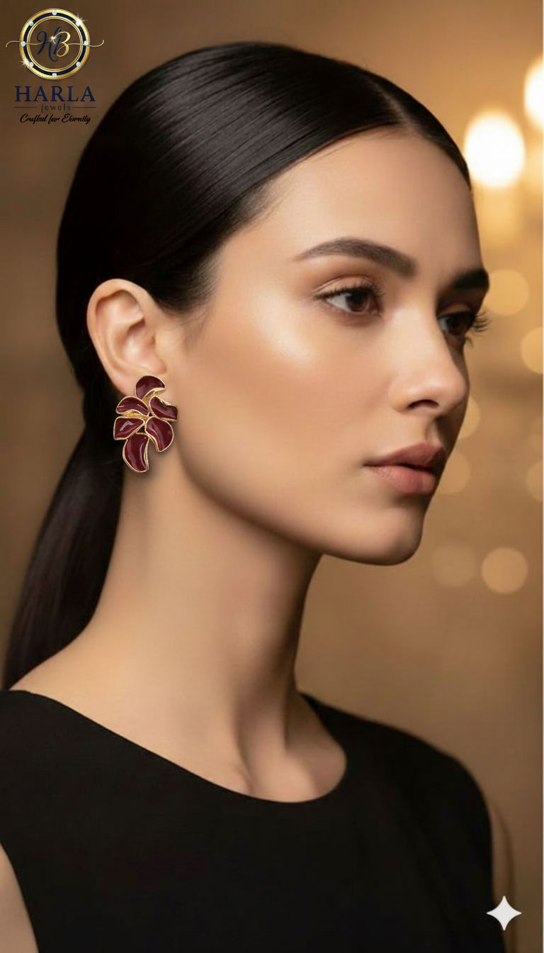 Maroon Petal Earring