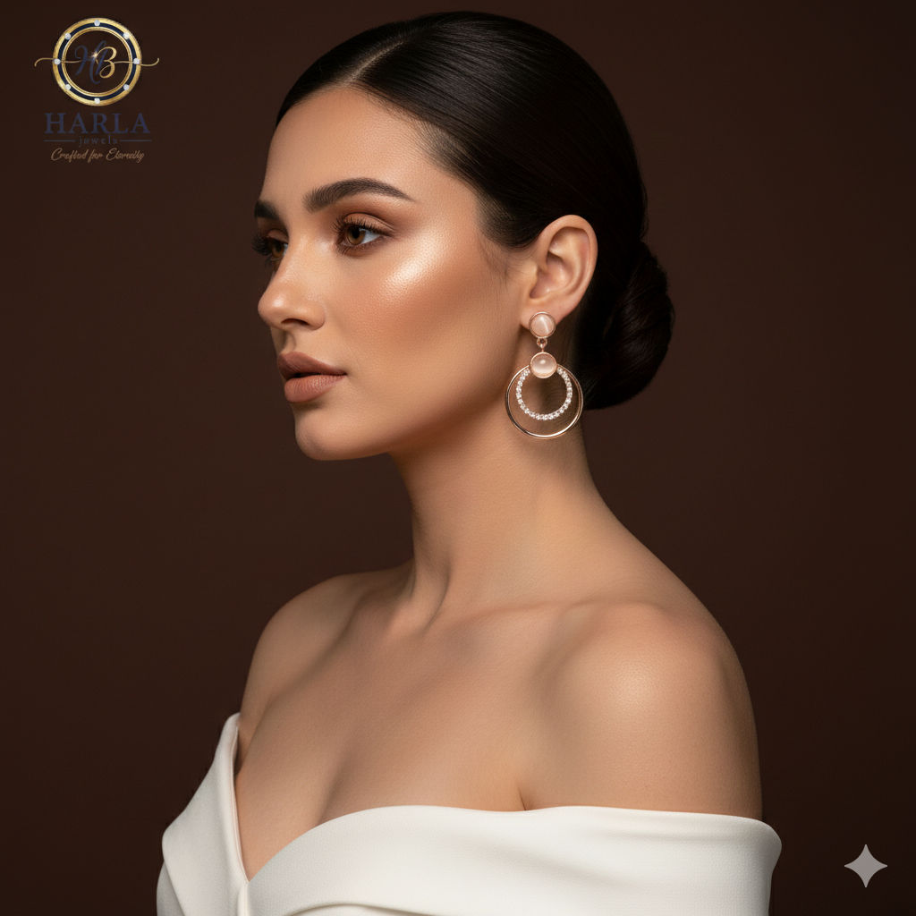 Pearl-Crest Zirconia Circle Earring