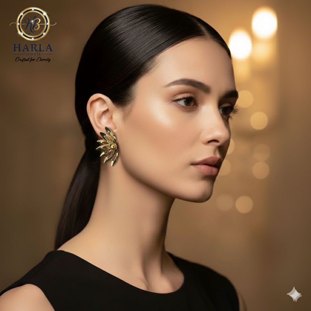 Golden petal wing earring