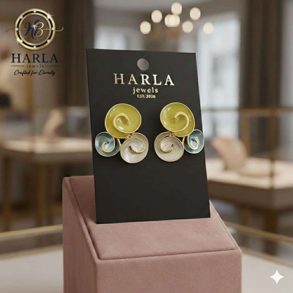 Swirl Trio Earring(Blue)