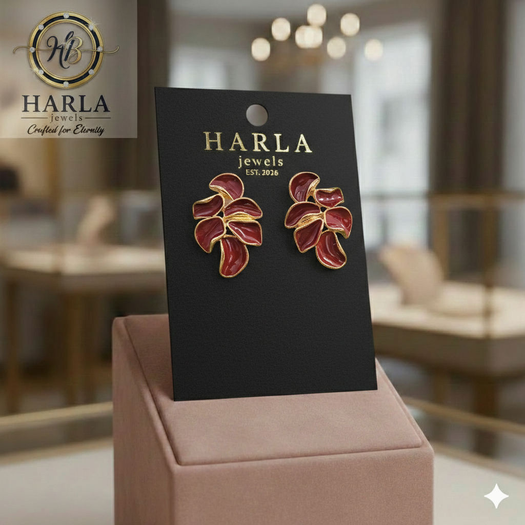 Maroon Petal Earring