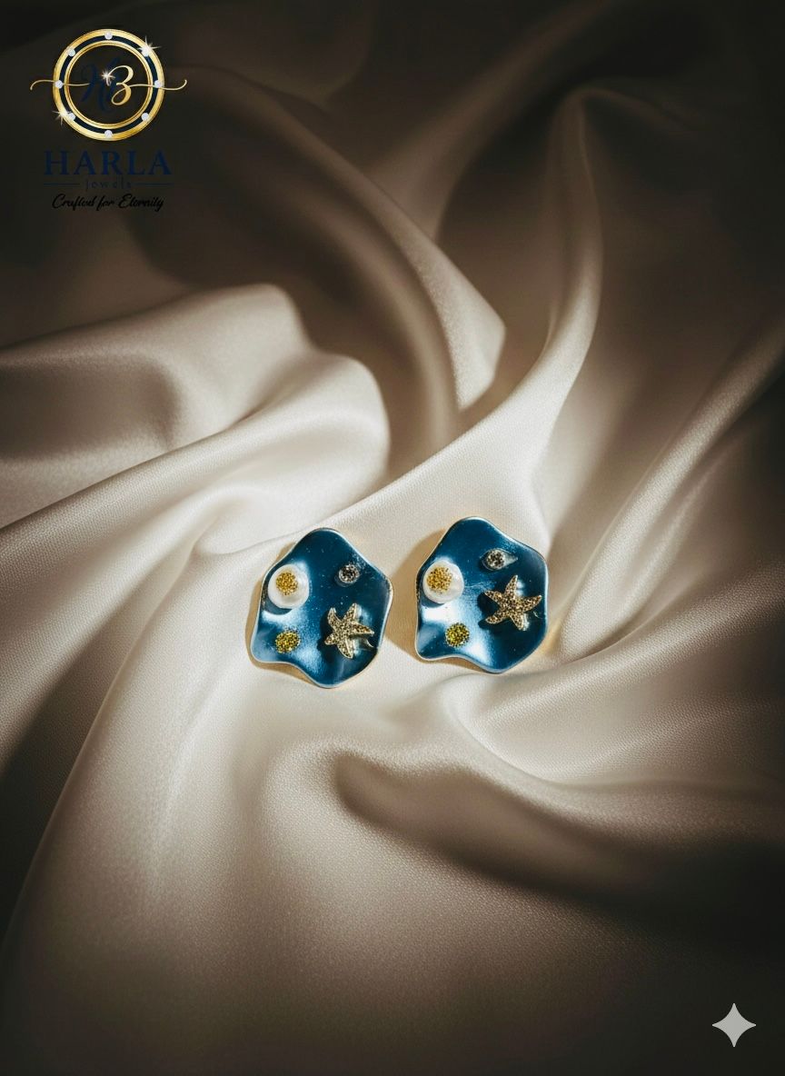 Starlight Pearl Studs (Blue)