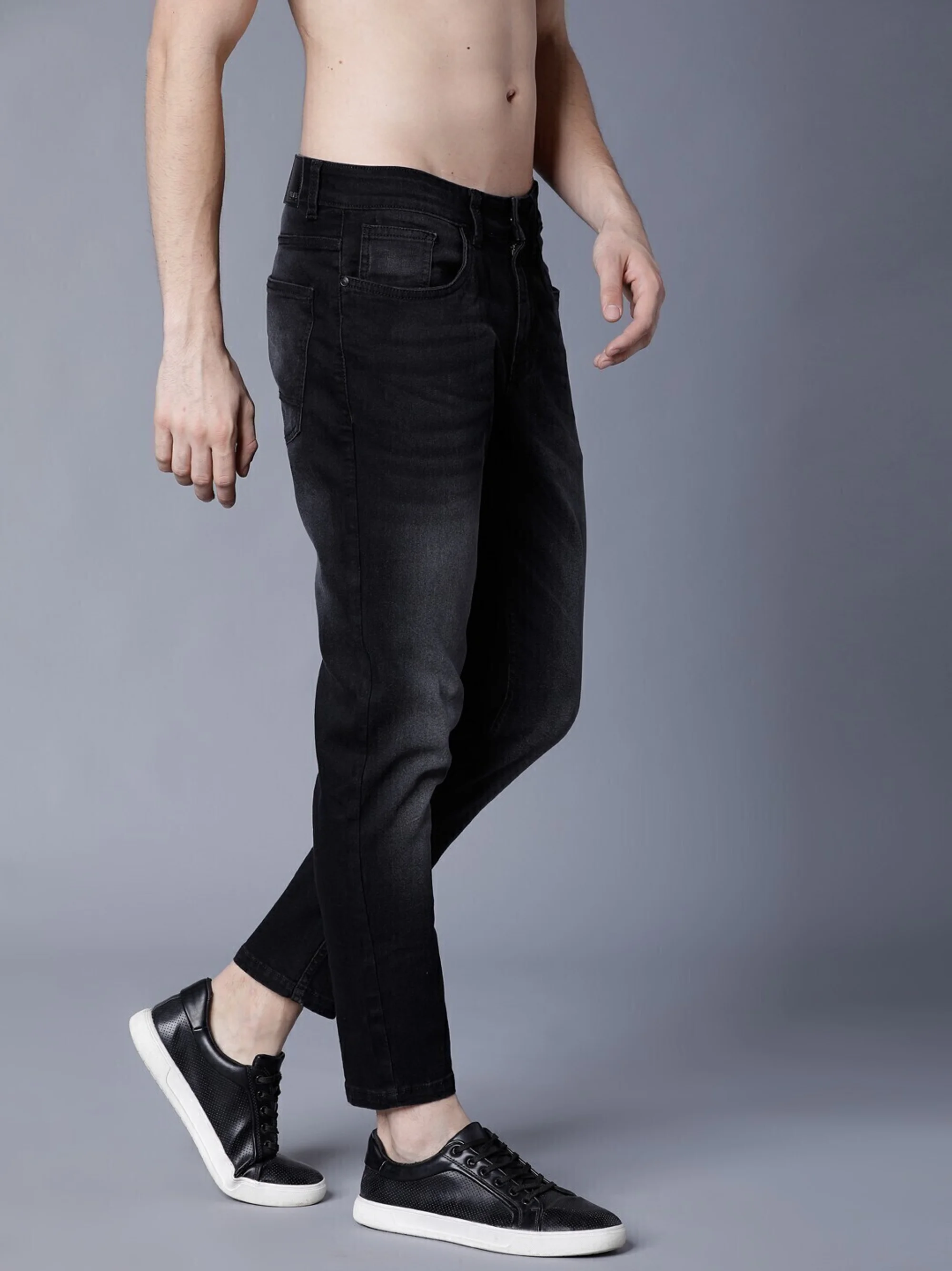 BREXX - Men Slim Mid Rise black Jeans | Lotus iMall
