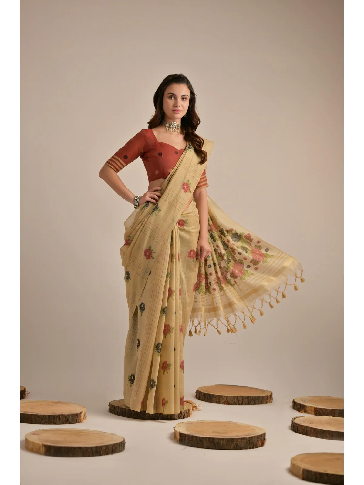 VISHNU WEAVES - MUGA COTTON SAREE | Lotus iMall